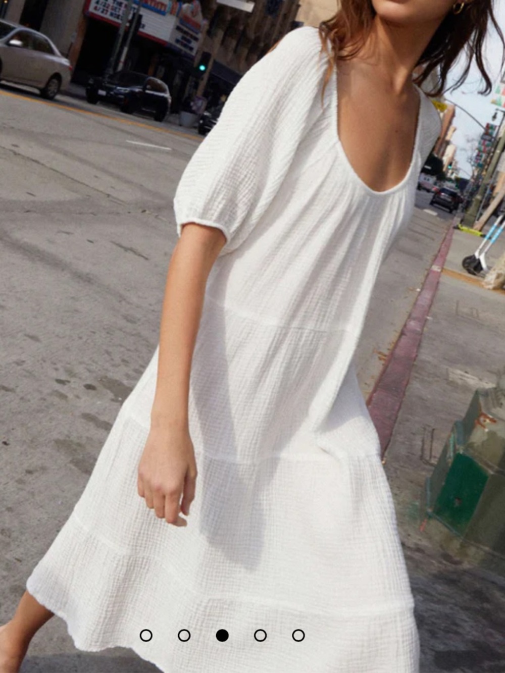 Nation LTD Mindy dress white puff sleeve midi dress small made in USA - Picture 2 of 9